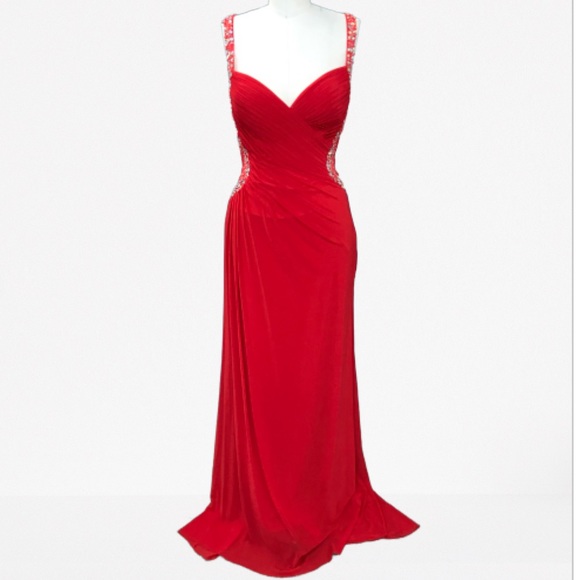 Jovani Dresses & Skirts - Jovani JVN 93844 Red Mesh Sequin Prom Gown Size 6